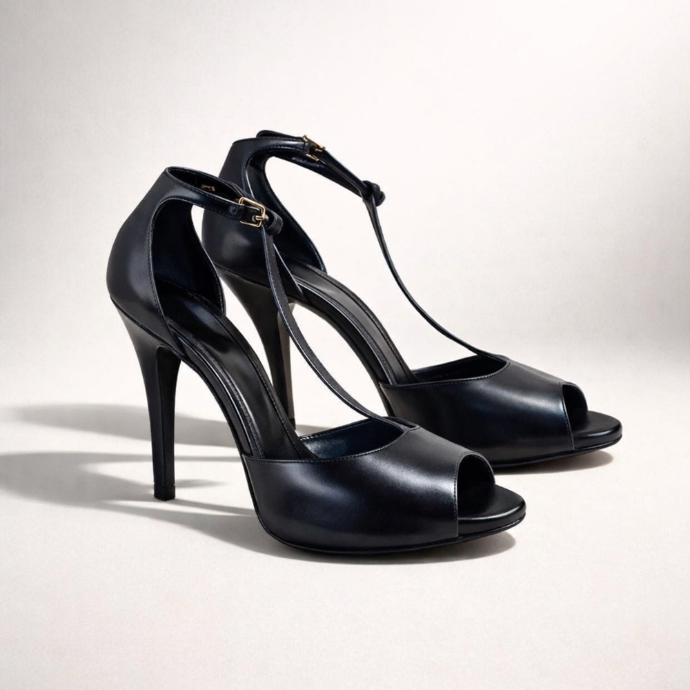 DOLCE & GABBANA ANKLE T-STRAP BLACK HIGH HEEL GATSBY VINTAGE‎ PIN-UP GLAMOUR